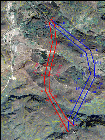 迁改路径示意图（红线为新建线路，蓝线为原线路）.png